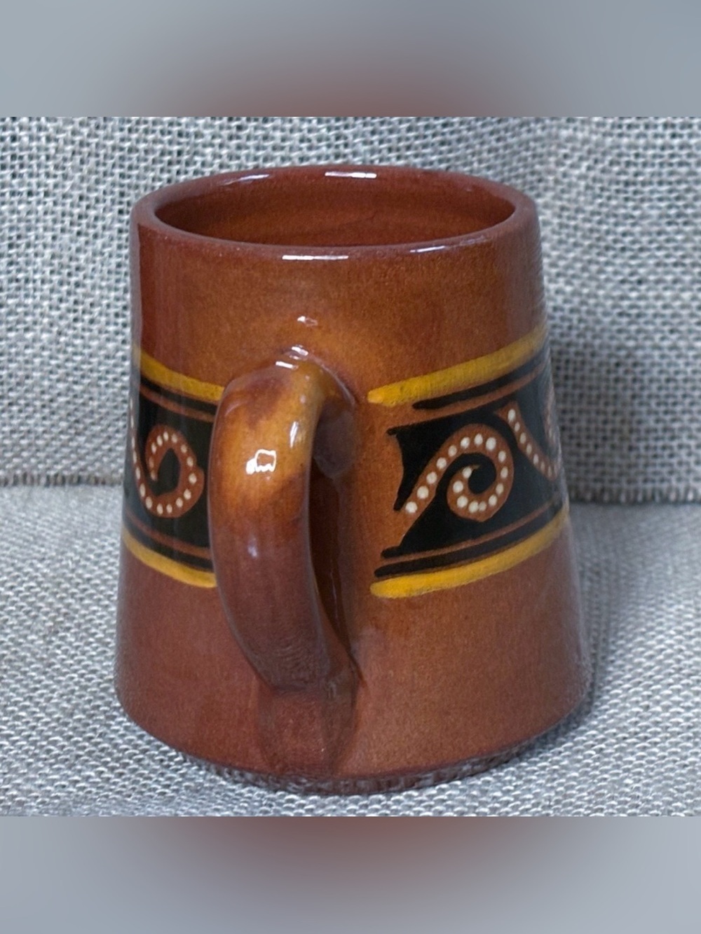 Handmade Brown Abstract Pottery Coffee Mug Cup Asymmetrical Rim Southwestern - Picture 2 of 7